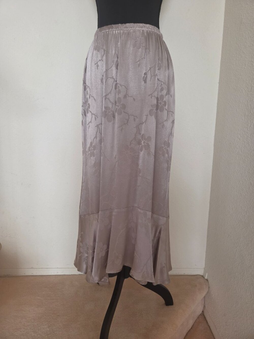 Spencer Alexis Taupe colored Long Mermaid Skirt with Ruffle Flounce Bottom